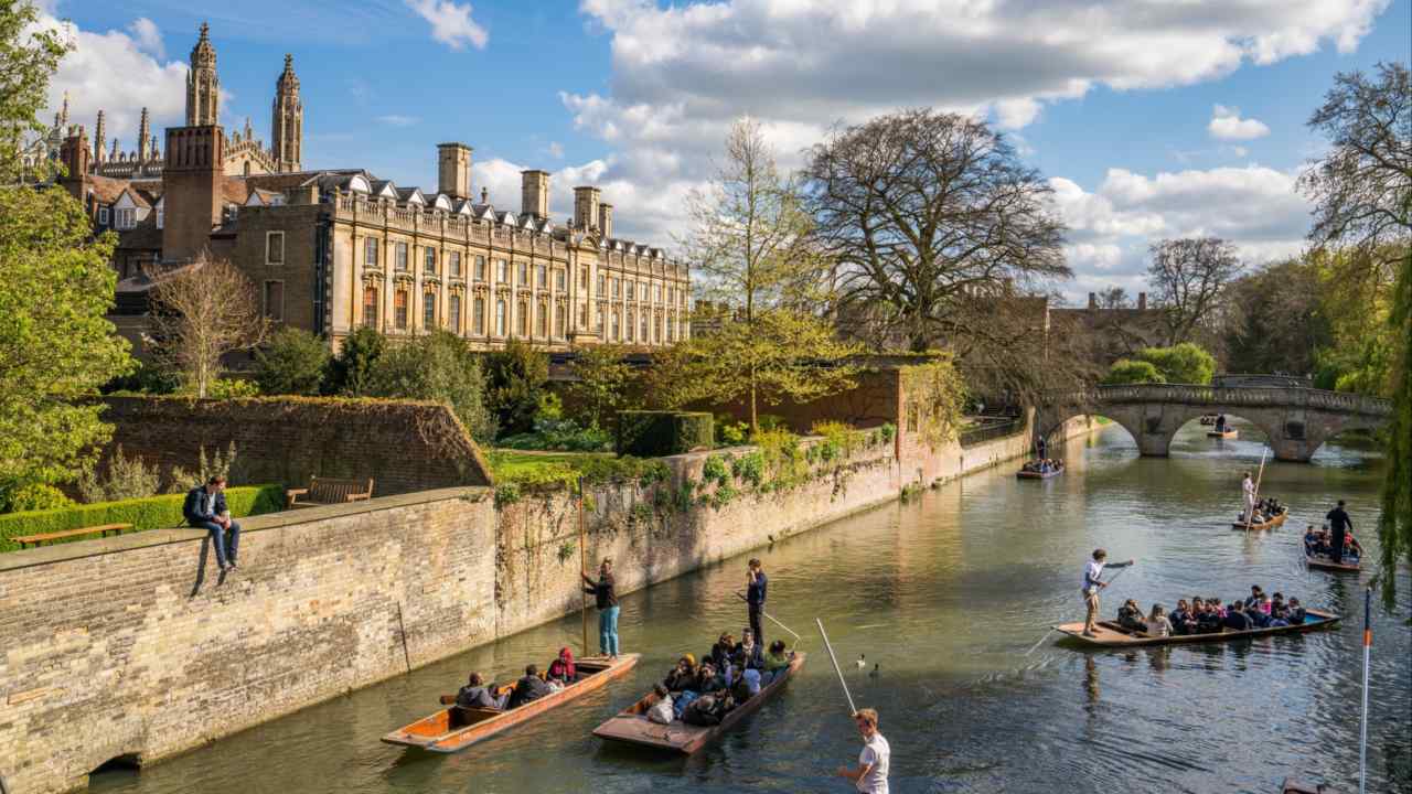 Punting on the river Cam in Cambridge
