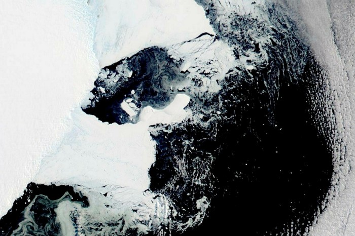 Satellite image of the ice shelf adjacent to Bowman Island