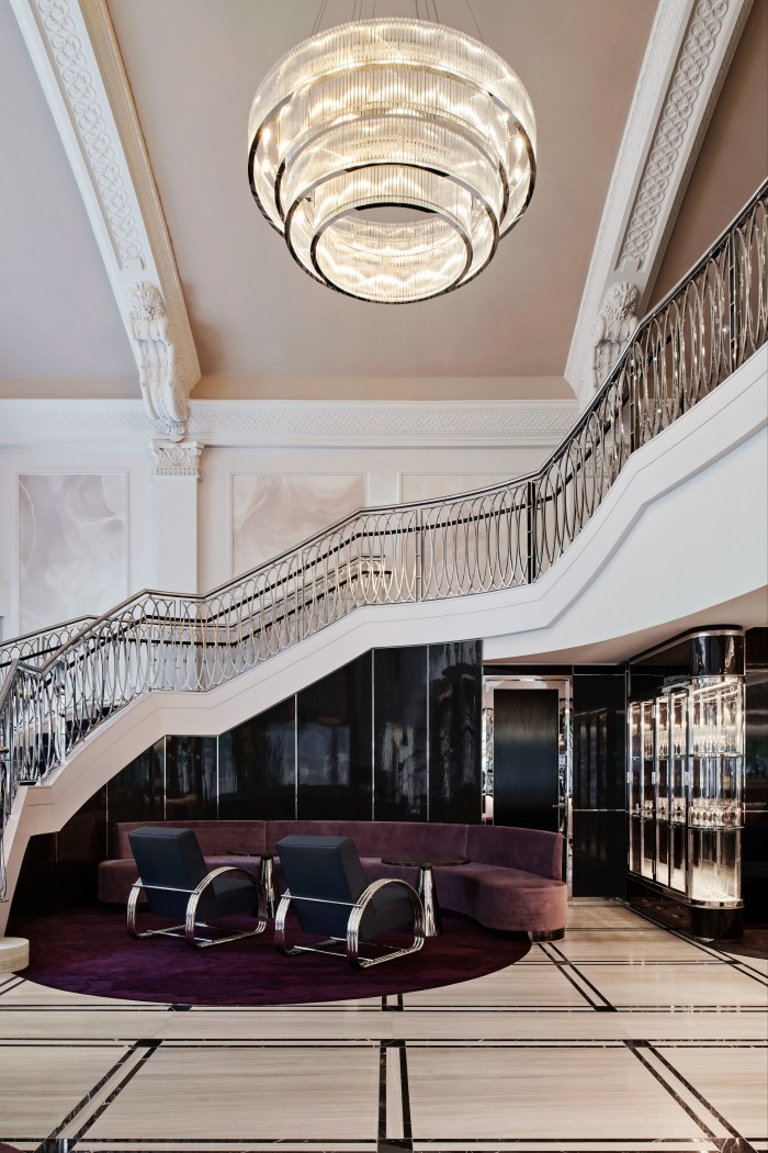 The grand staircase at The Royce on St Kilda Road