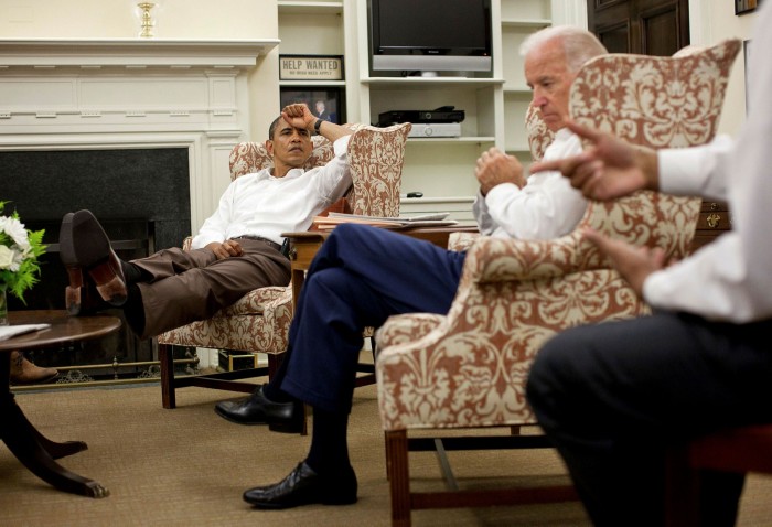 Then president Barack Obama with vice-president Joe Biden in 2011. Some economists worried than about 'secular stagnation', but now they fear high inflationary pressures