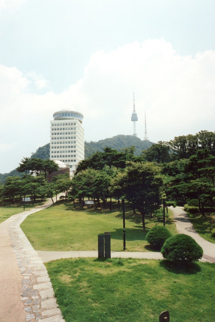 Namsan Baekbeom Square, with the Namsan Tower in the distance