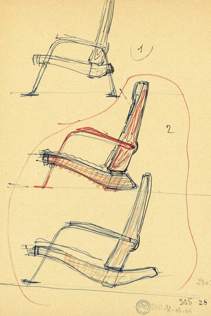 Designs for the Fauteuil Kangourou by Jean Prouvé