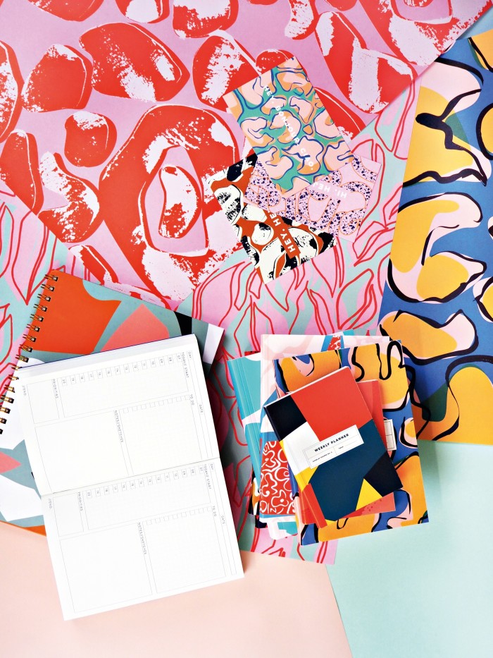 The Completist wrapping paper, from £2.50, planner, from £12.50, and notebooks, from £10