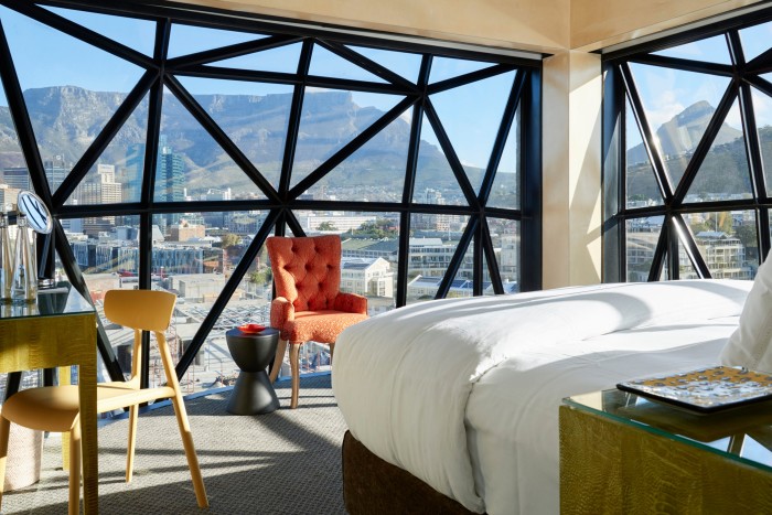 The Silo Hotel’s floor-to-ceiling windows give views of Cape Town and Table Mountain