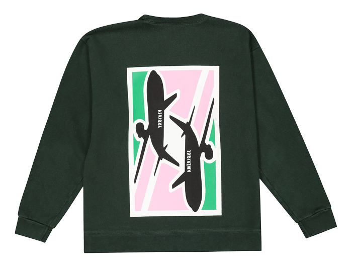 Sweatshirt with image of two planes going in opposite directions