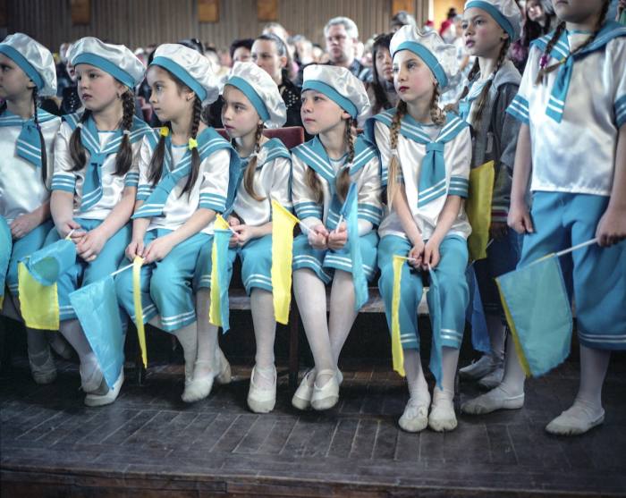 A school dance competition in Slavyansk, Ukraine, in 2015, from Ukraine Runs Through It, by Justyna Mielnikiewicz 
