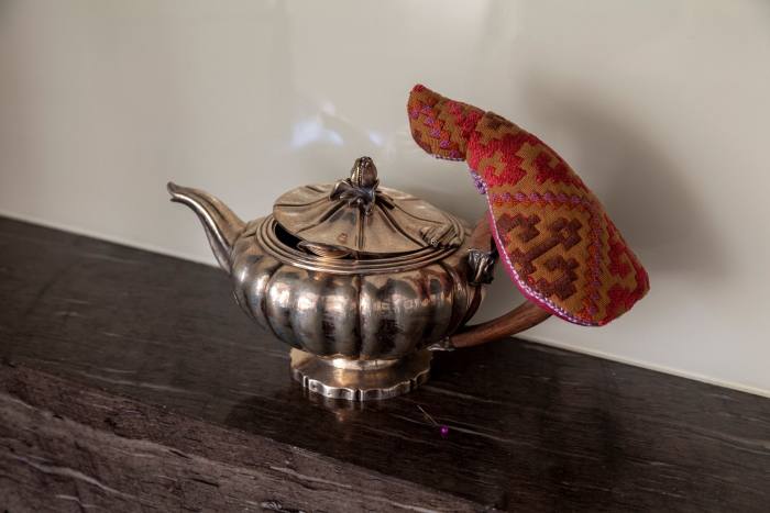 A teapot in the kitchen of the mill house