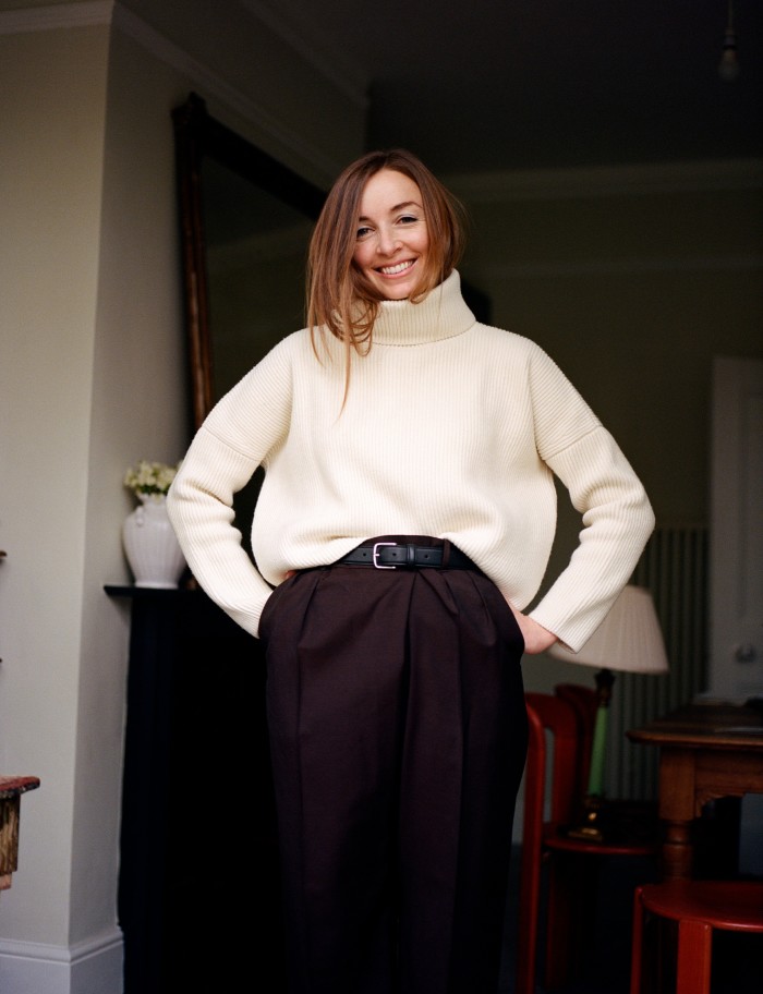 Lauren wears Another Tomorrow funnel-neck sweater, £617, The Row trousers and second-hand belt