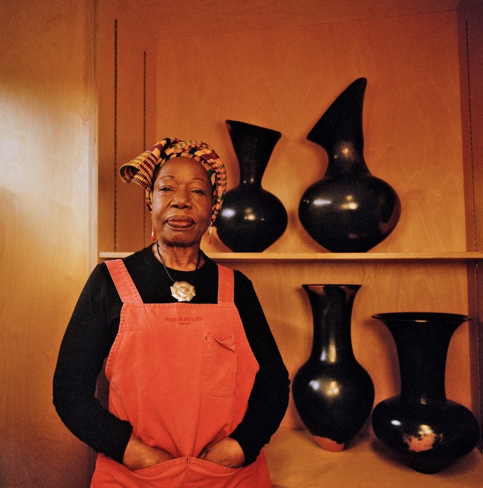 Odundo with a selection of untitled vessels, 2023