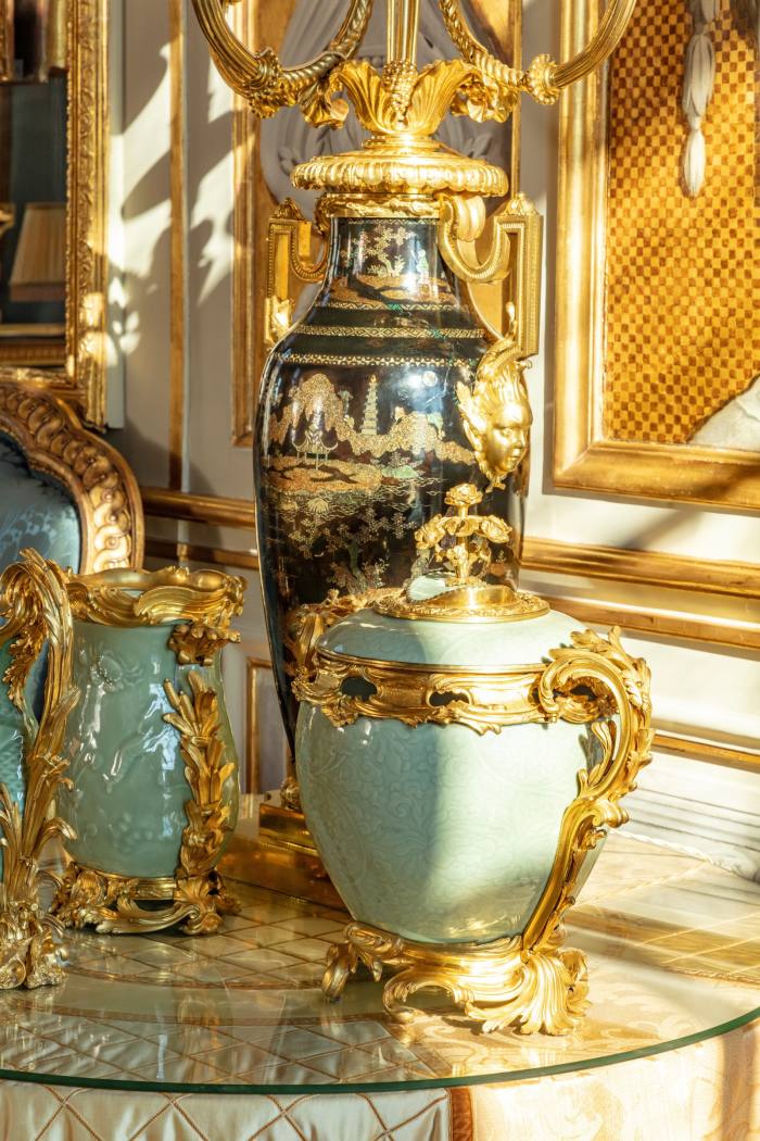 Mounted porcelain vases in the Salon Doré
