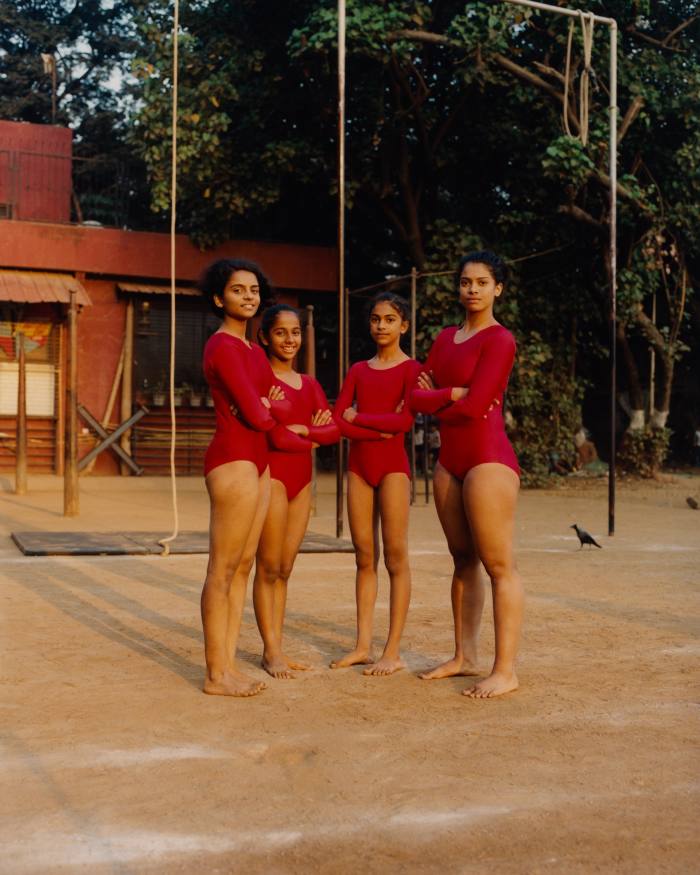 Performers at the Shree Samarth Vyayam Mandir institute in Mumbai. From left to right: Himani Parab, Gargi Surve, Parni Naik and Ashika Surve