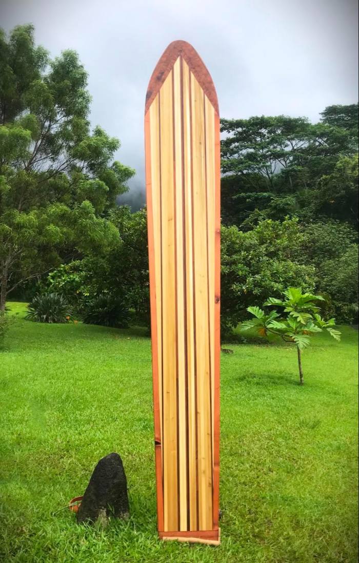 Poplar and redwood Waikiki board by Tom “Pohaku” Stone, POA