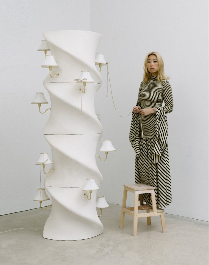 Eny Lee Parker with her Twist Column Light from the BC Collection 