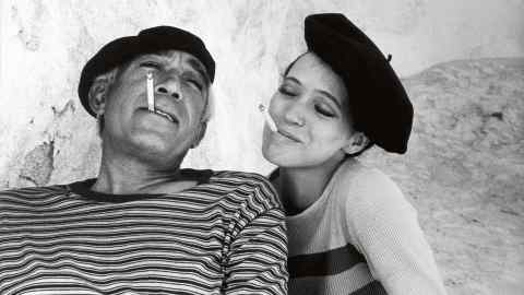 Anthony Quinn and Anna Karina on set in 1976