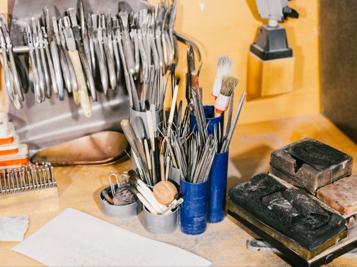 Goldsmith tools in the atelier
