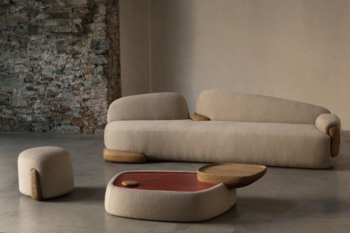 Loro Piana Interiors Apacheta sofa, low table and pouf, all POA