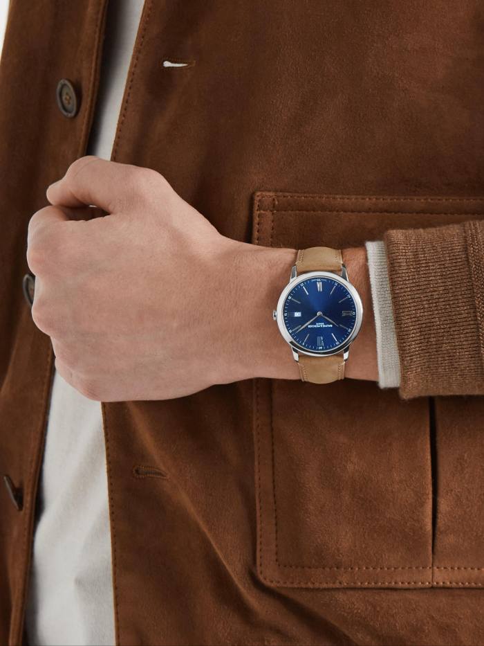Baume & Mercier steel and leather Classima watch, £1,000, mrporter.com