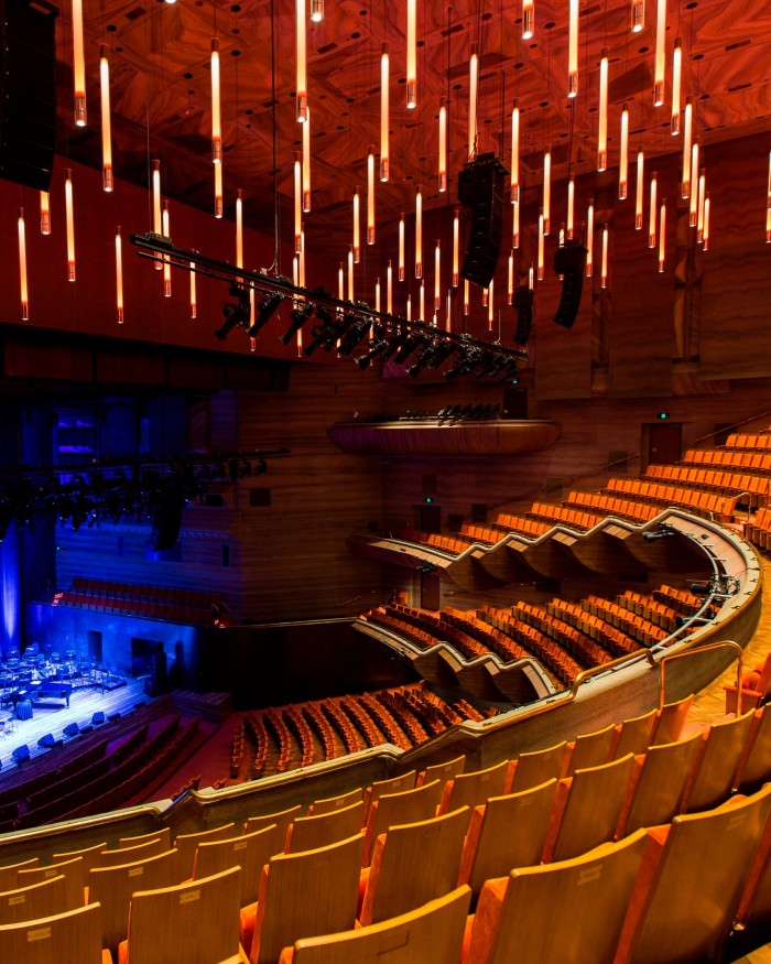 The upper-circle at Hamer Hall, looking down to the stage