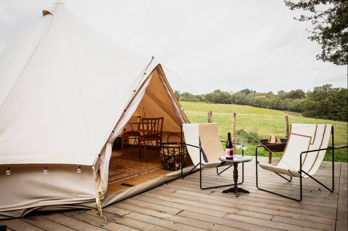 Glamping at Tillingham winery in East Sussex 