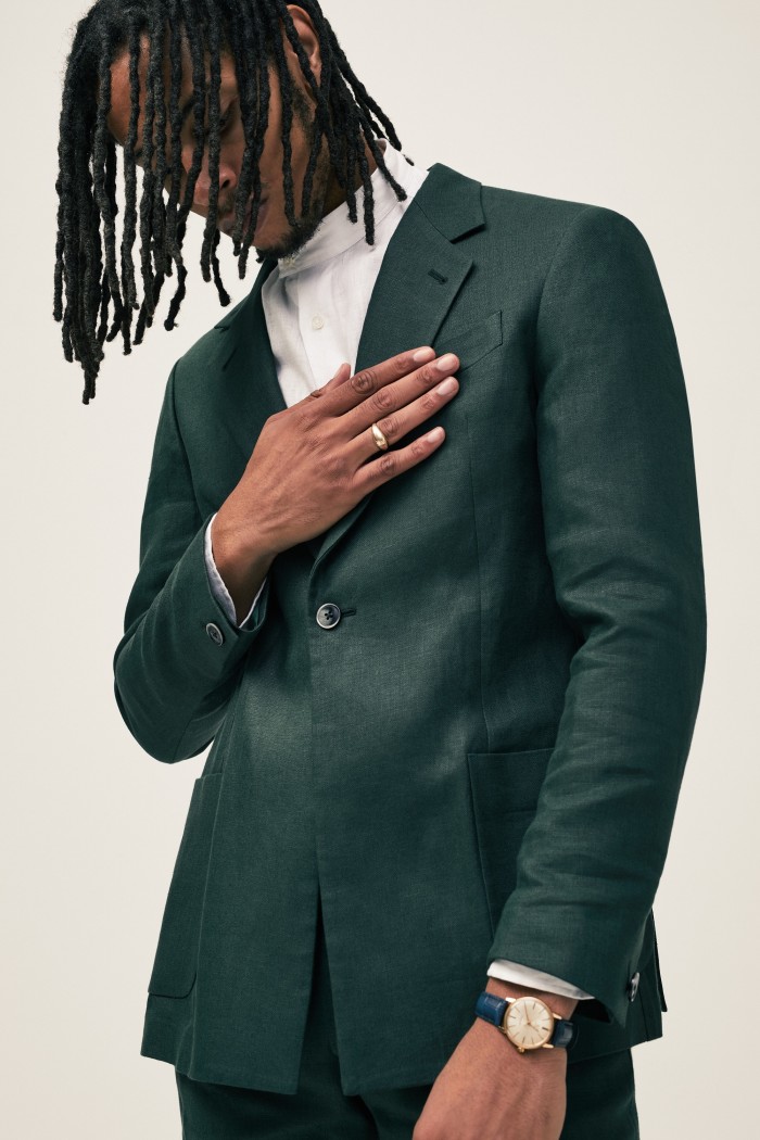 Chela linen jacket in Nairobi green, £295