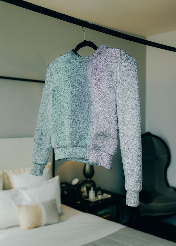 Her Dries Van Noten sparkly sweater