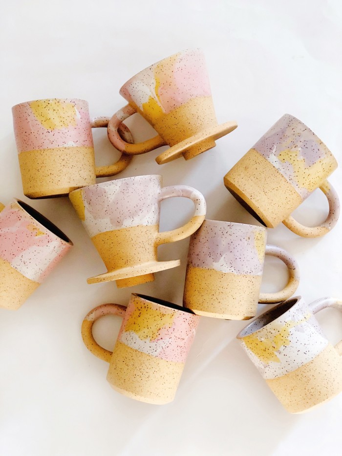 O-m Ceramic Sorbet mugs, $56, and coffee dripper, $76 