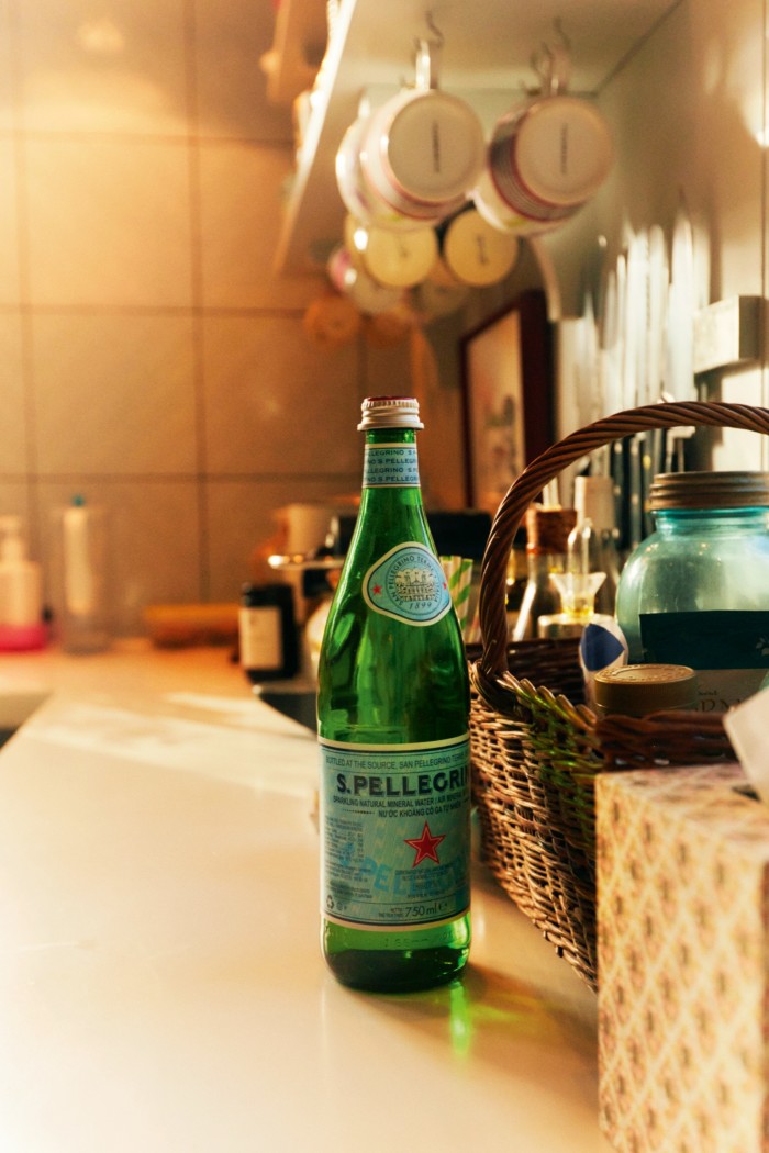 San Pellegrino water, a staple of Konig’s fridge