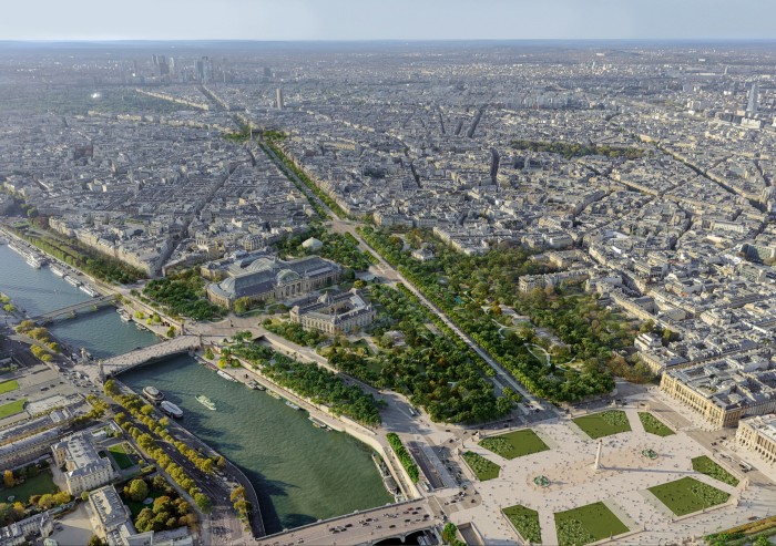 The 2030 vision of the Avenue linking the Jardin des Tuileries to the Jardin des Champs-Élysées