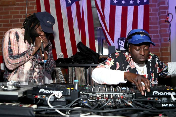 Tremaine Emory (left) and DJ Acyde at the No Vacancy Gospel Party, Los Angeles, 2017 
