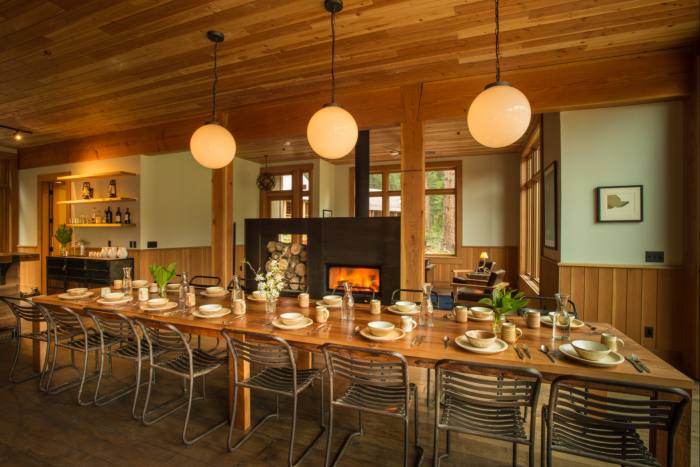 The dining room at the Lodge’s open kitchen