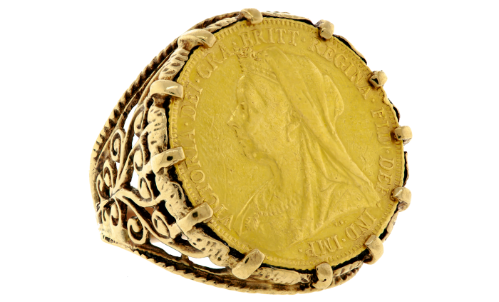 Sovereign-coin ring, £1,278, from 1stdibs