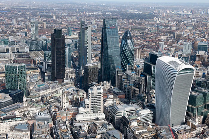 An aerial view of the City of London. Financial services, which account for about 7 per cent of British GDP, are barely covered by the trade deal. Johnson has admitted that it does ‘not go as far as we would like’