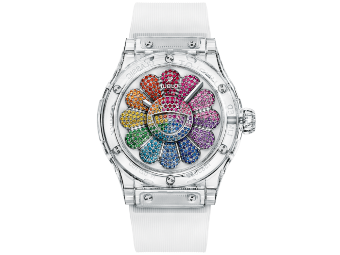Hublot’s limited-edition Classic Fusion Takashi Murakami Sapphire Rainbow watch, £88,000