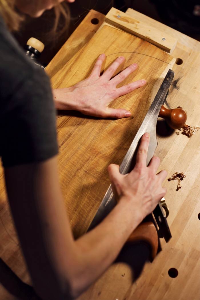 Jointing a guitar with a hand plane
