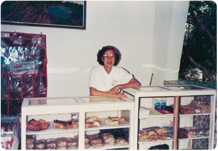 Lara Lee’s grandmother Margaret at her bakery in Kupang, Timor
