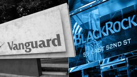 The logos of Vanguard and BlackRock