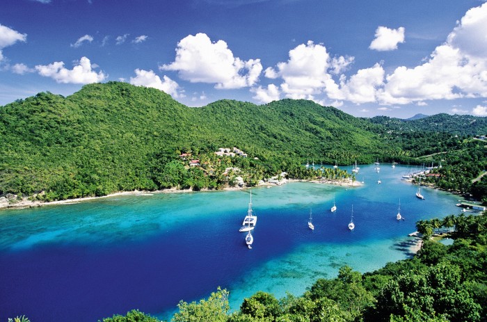 Marigot Bay on St Lucia in the Caribbean