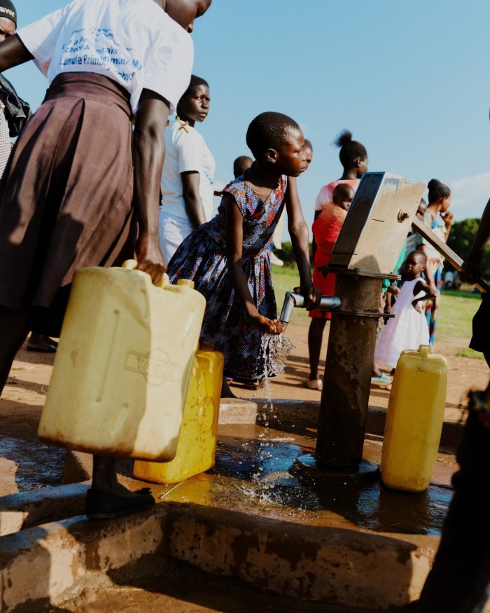 The village borehole pump serves 4,000 people; it has to be repaired at least once a month