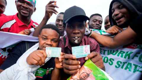 Nigerians attend a rally in support of Labour party candidate Peter Obi