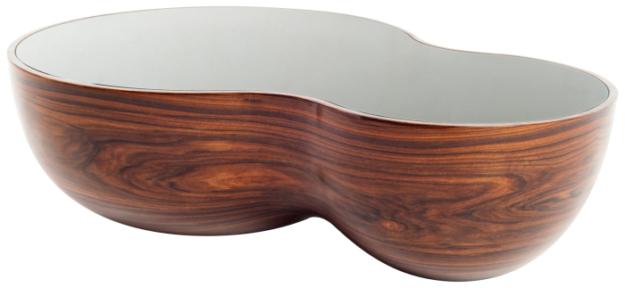 Panoptikum Collections wood veneer Nut coffee table with glass top, POA, archiproducts.com