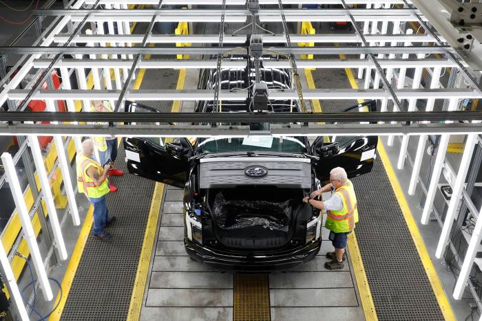 Production of F-150 Lightning pick-ups at Ford