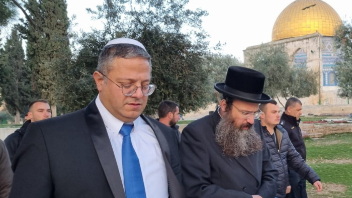 Itamar Ben-Gvir visiting the al-Aqsa holy site on Tuesday 