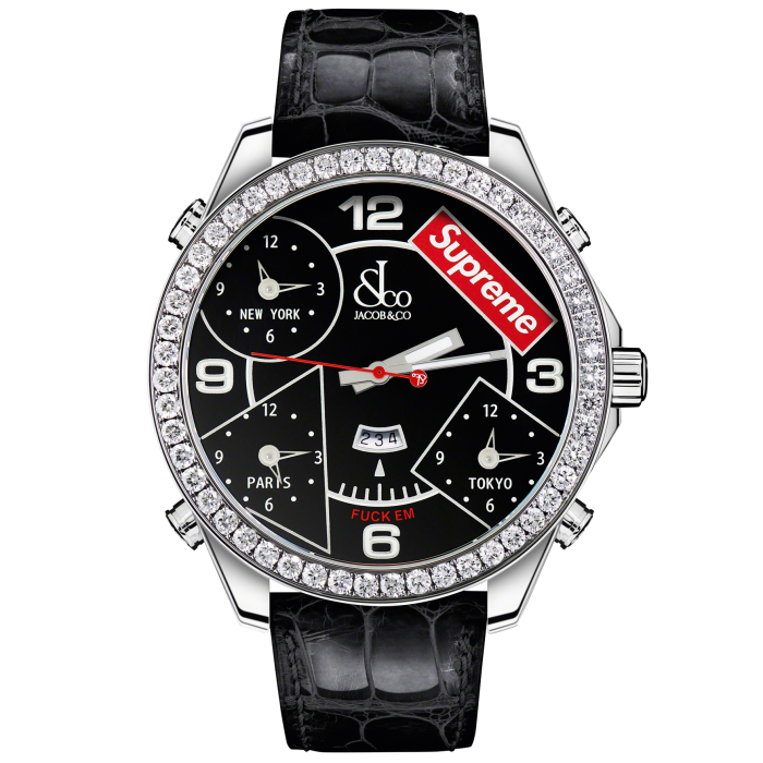 Jacob & Co x Supreme diamond watch, POA