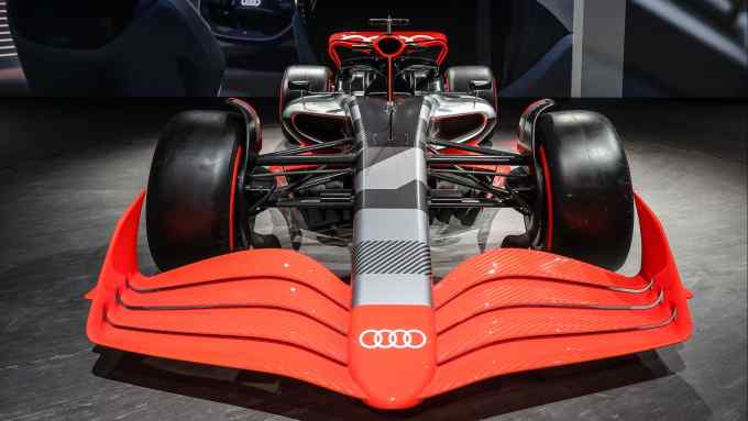 An Audi F1 concept car is on display
