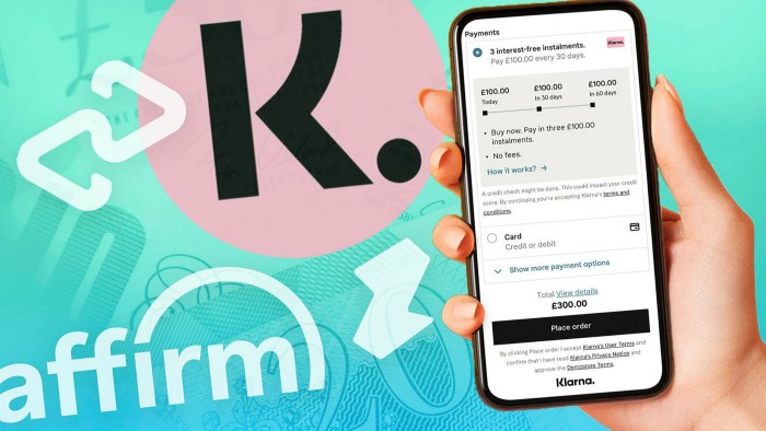 A montage consisting of Klarna, Affirm, Clearpay and Zilch logos against UK sterling background