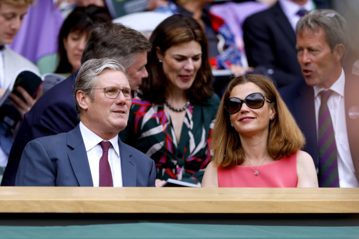 Keir Starmer and his wife Victoria in the royal box on centre court at Wimbledon 2022