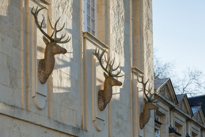 Sculptor Alban Reybaz studied living deer in Hungary before crafting these stags