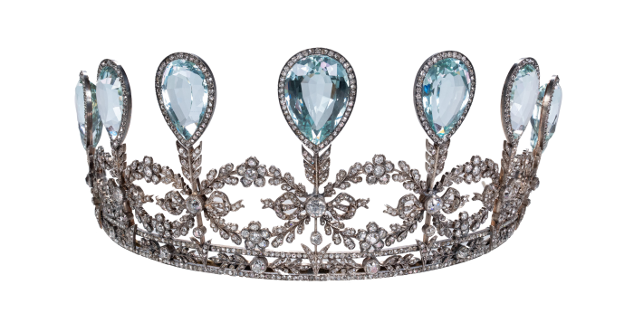 Aquamarine and diamond tiara
