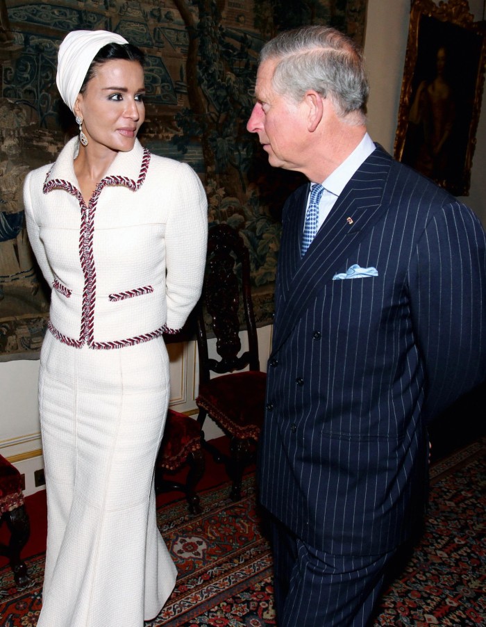 Sheikha Mozah bint Nasser Al Missned with Prince Charles