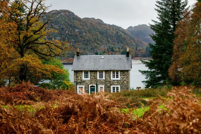 Tioram Cottage on Eilean Shona, looking out on to Loch Moidart and Castle Tioram beyond